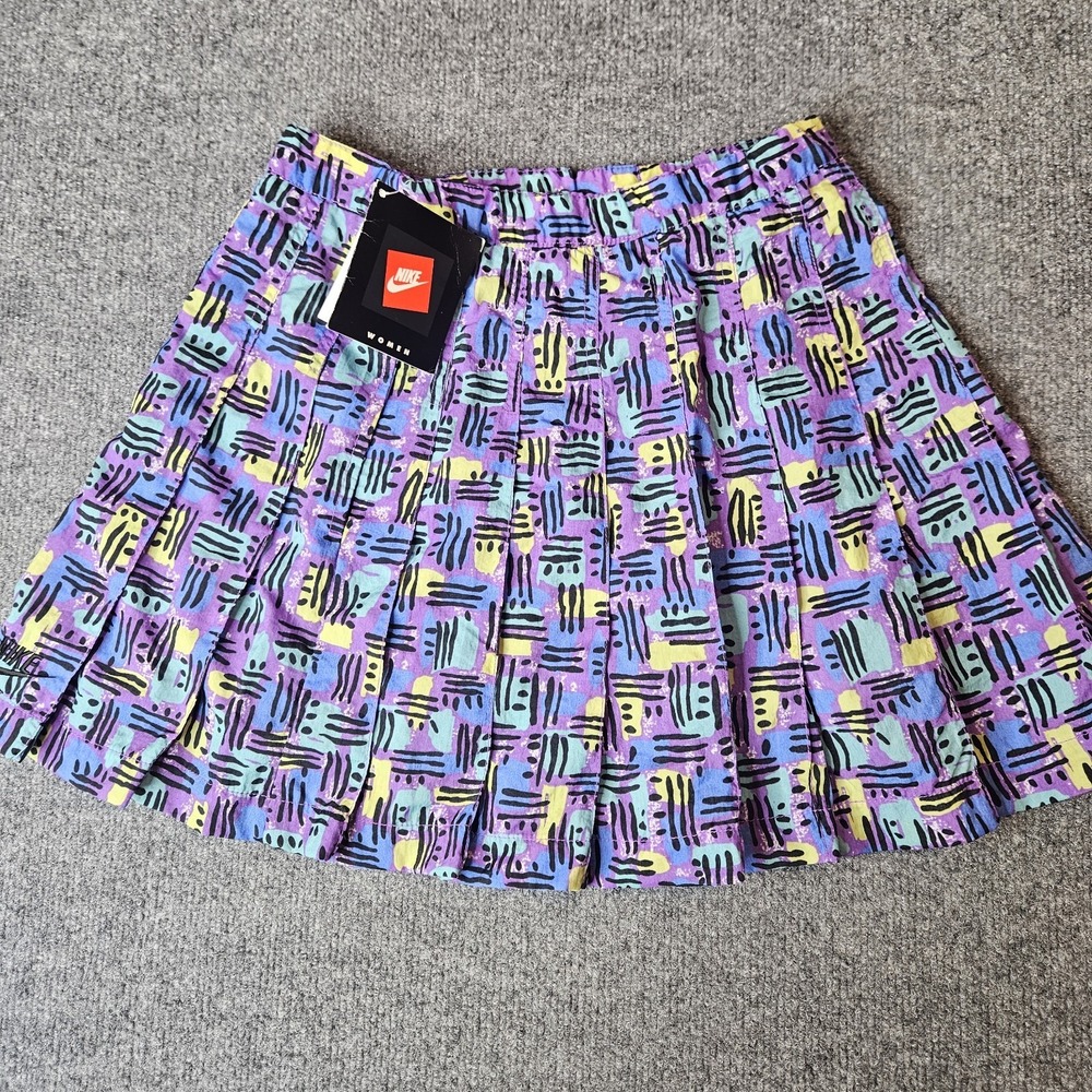 NWT VINTAGE Nike Women's Tennis Skirt 1990s Deadstock Size 10 Abstract Pleated